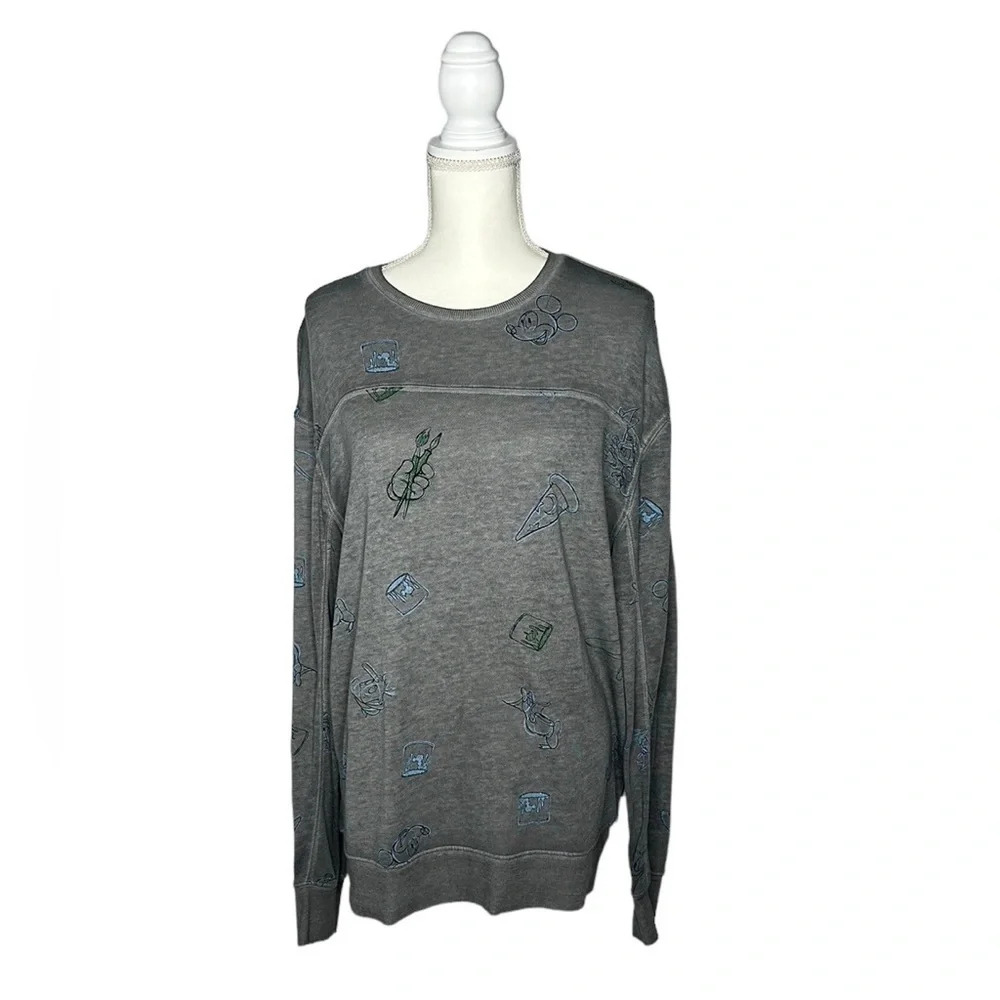 Disney Ink & Paint Grey Crewneck Long-sleeve Shirt/sweater size M